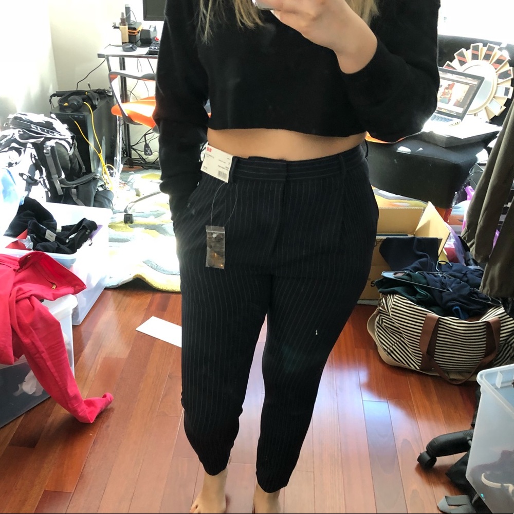 Navy stripped drape jogger pants